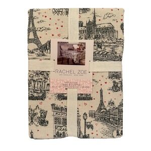 Rachel Zoe Paris Pink Hearts Eiffel Tower Cafe 60x120 Tablecloth Valentine's Day